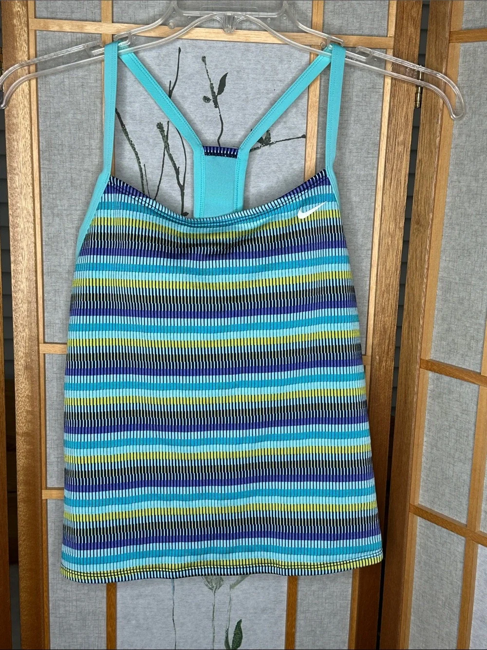Ladies Nike Texture Stripe Layered Tankini Top size large